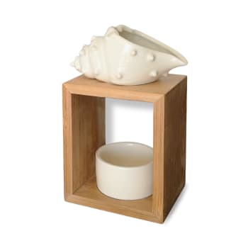 SHELL - Duftbrenner Serie Naturéa aus Keramik und weißem Bambus - H16