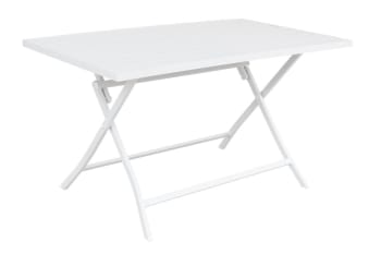 Abelus - Tavolo da giardino pieghevole in alluminio bianco 77x130 cm