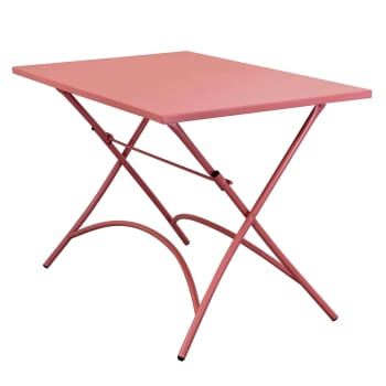 ROMANUS - Tavolo da giardino pieghevole in ferro battuto rosa 110x70 cm