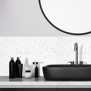 Crédence salle de bain imprimé terrazzo blanc - Lot de 2
