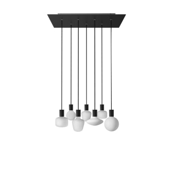 CATANIA - Lámpara con rosetón negro de 7 luces.
