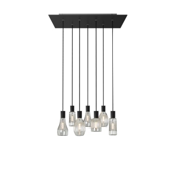 CATANIA - Lámpara con rosetón negro de 7 luces.