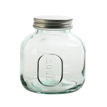 Pot en verre recyclé 0,35 l avec couvercle vissable transparent