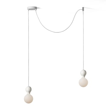 Lampadario A Sospensione Moderno Con Sfere In Vetro Opalino E Finitura Oro - 2 Luci, Regolabile, Per Cucina, Sala Da Pranzo E Camera