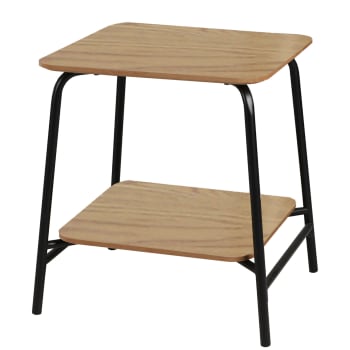 Table d'appoint bout de canapé bois et métal noir - 45x45x51cm