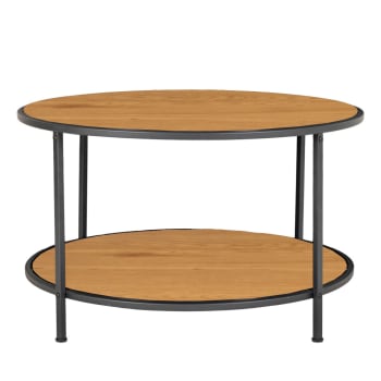Vita - Table basse ronde en bois et métal D80cm bois clair