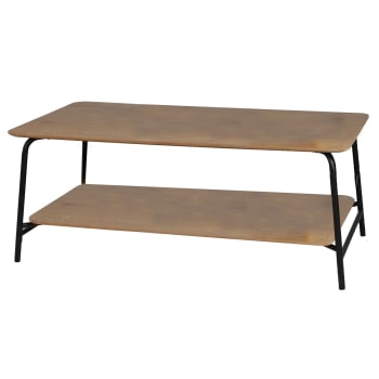 Table basse bois et métal noir 2 niveaux - 110x60x44cm