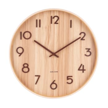 WALL CLOCK - Horloge murale ronde en bois D40cm bois clair