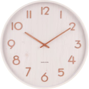 WALL CLOCK - Horloge murale ronde en bois D40cm blanc