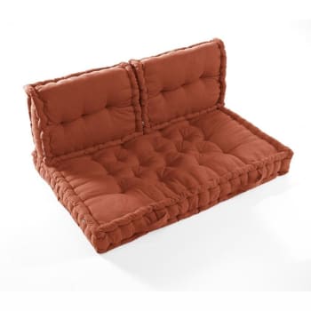 Lot matelas palette avec 2 dossiers terracotta