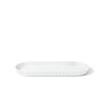 Paestum - Bandeja ovalada opaca en polipropileno blanco 37,5x15 cm