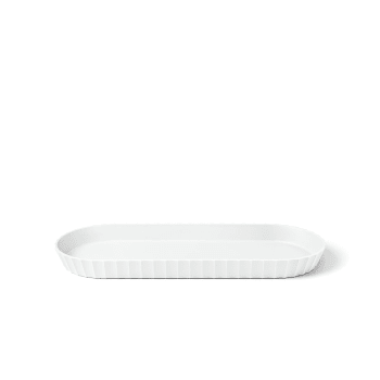 Paestum - Plateau ovale en polypropylène blanc opaque 37,5x15 cm