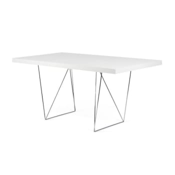 Bureau blanc laqué et pieds en métal - longueur 170 cm - NET