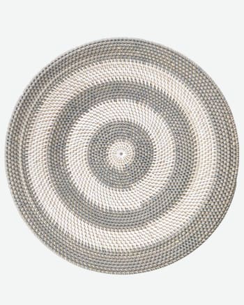 Mulia - Plato decorativo de ratán gris y blanco 50 cm