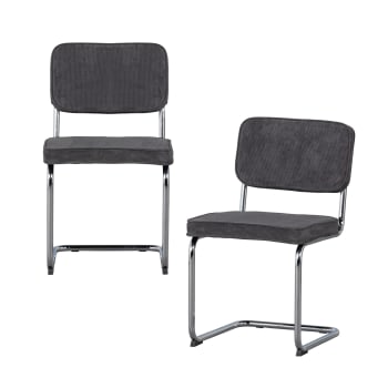 Corduroy - Lot de 2 chaises de salle á manger tissu côtelé