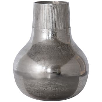 Metal - Vase déco en métal vase á fleurs argent 46x36x36