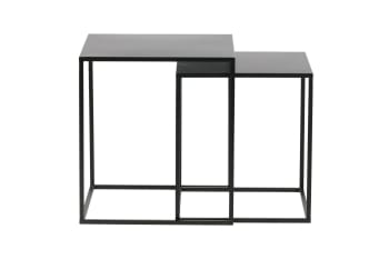 Ziva - Set di 2 tavolini in metallo nero