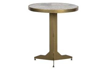 Bepurehome - Table d'appoint ronde marbre doré bout de canapé