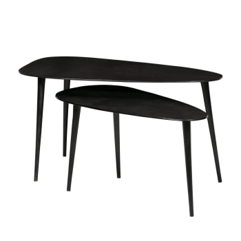 Triangle - 2 tables basses en métal noir