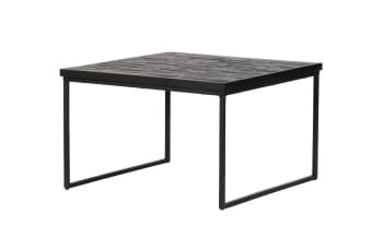 Bepurehome - Table d'appoint carrée en bois et métal noir