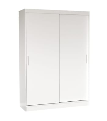 JANGO - Armario puertas correderas barra + 3 estantes 150 cm blanco