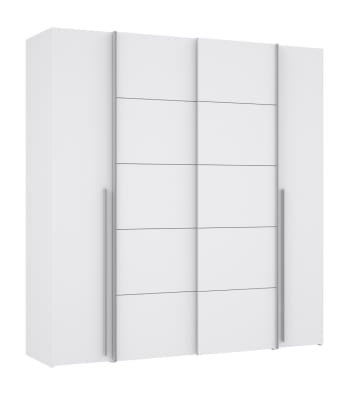 ARAGON - Armario 200 cm 4 puertas colgadores y estantes en blanco