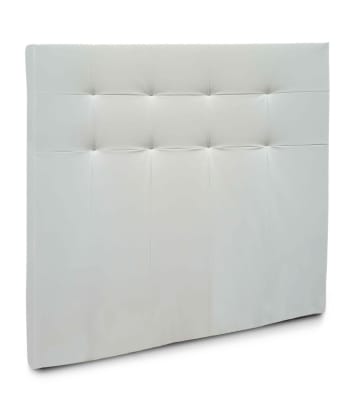 Cabecero cama 150 cm BUDAPEST, acolchado vertical, símil piel Blanco