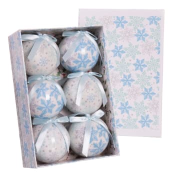Set de 6 bolas de Navidad con estrellas de nieve azules