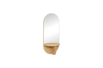 Nomade - Miroir avec étagère en bois beige