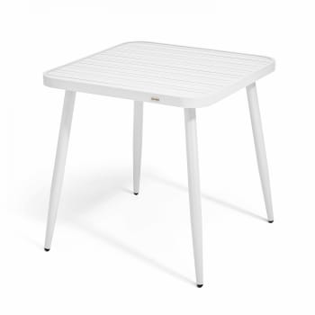 Bristol - Ensemble table de jardin et 2 fauteuils en aluminium/bois blanc