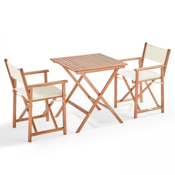 Sete - Table bistrot pliante carrée et 2 chaises pliantes blanc
