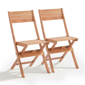 Sete - Lot de 2 chaises pliantes en bois d'eucalyptus
