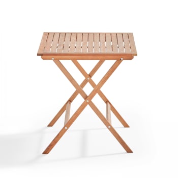 Sete - Table bistrot pliante carrée en bois d'eucalyptus