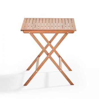 SETE - Table bistrot pliante carrée en bois d'eucalyptus