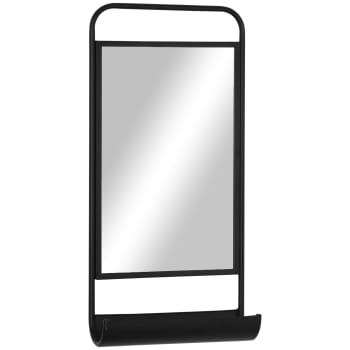 Homcom - Specchio moderno in metallo con mensola 36.2x12x71.7cm nero