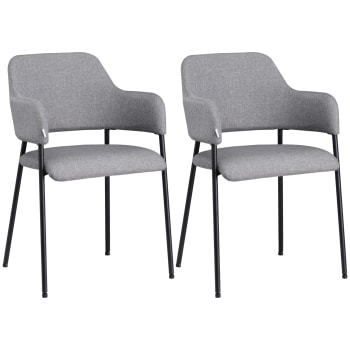 Chester Poltrona In Tessuto Grigio Con Seduta Imbottita, Base In Legno Massello, Stile Mid-Century - 3