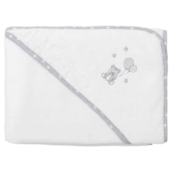 Baby soft ours - Cape de bain bébé en coton peigné zéro twist  blanc 75x75 cm