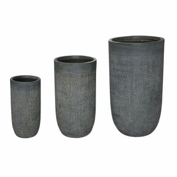AGNOCASTO - Set di vasi in fibra sintetica e pvc grigio