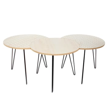 3 tables scandinaves diam. 45 cm beige