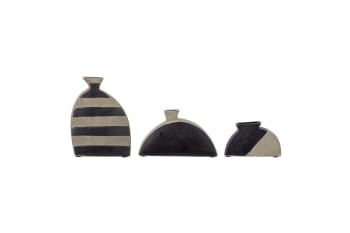 Nezha - Lot de 3 vases noir en terre cuite