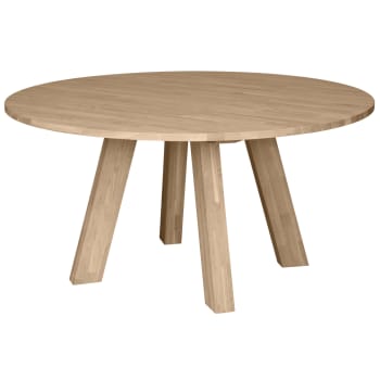 Rhonda - Table à manger ronde en chêne 6 personnes, marron, Ø150 cm