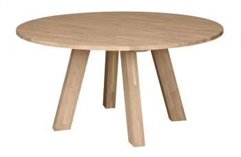 Rhonda - Table à manger ronde en chêne 6 personnes, marron, Ø150 cm