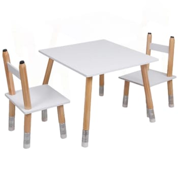 Crayons - Table pour enfant avec 2 chaises en mdf blanc