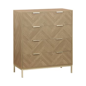 Budapest - Commode de rangement décor chevrons 4 tiroirs