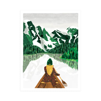 Affiche illustrée d'un lac de montagne 30x40 cm