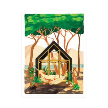 Affiche illustrée d'une maison du Cap Ferret 30x40 cm