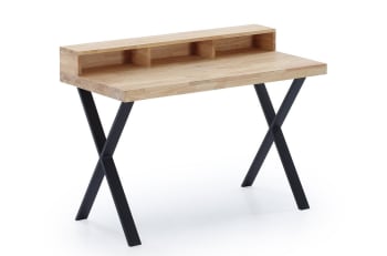 Matika - Schreibtisch aus Holz und Stahl schwarz L120