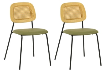 Memphis - Lot de 2 chaises de repas simili cuir vert
