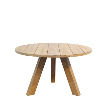 Table à manger ronde JATI en teck recyclé naturel piétement noir L180