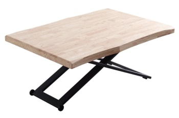 Matika - Table basse rehaussable bois et acier noir L120